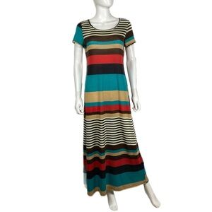 Andrea Missy Striped Short Sleeve Maxi Dress